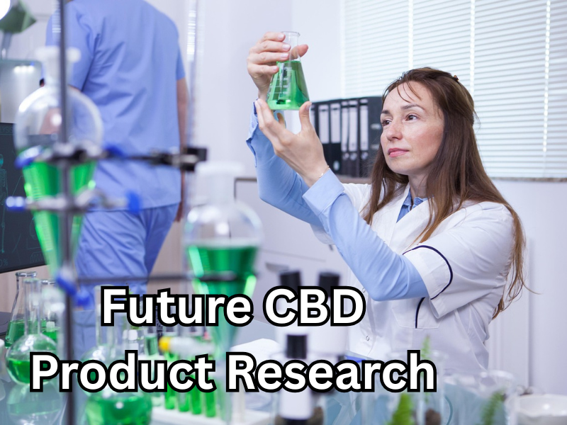CBD product researcher in the lab examining tinctures.