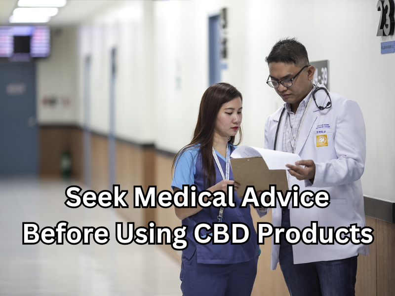Doctor and nurse discussing a patient's desire to use CBD products.